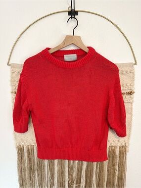 Modern Citizen Heidi Vibrant Red Short-Sleeve Crewneck Sweater L
